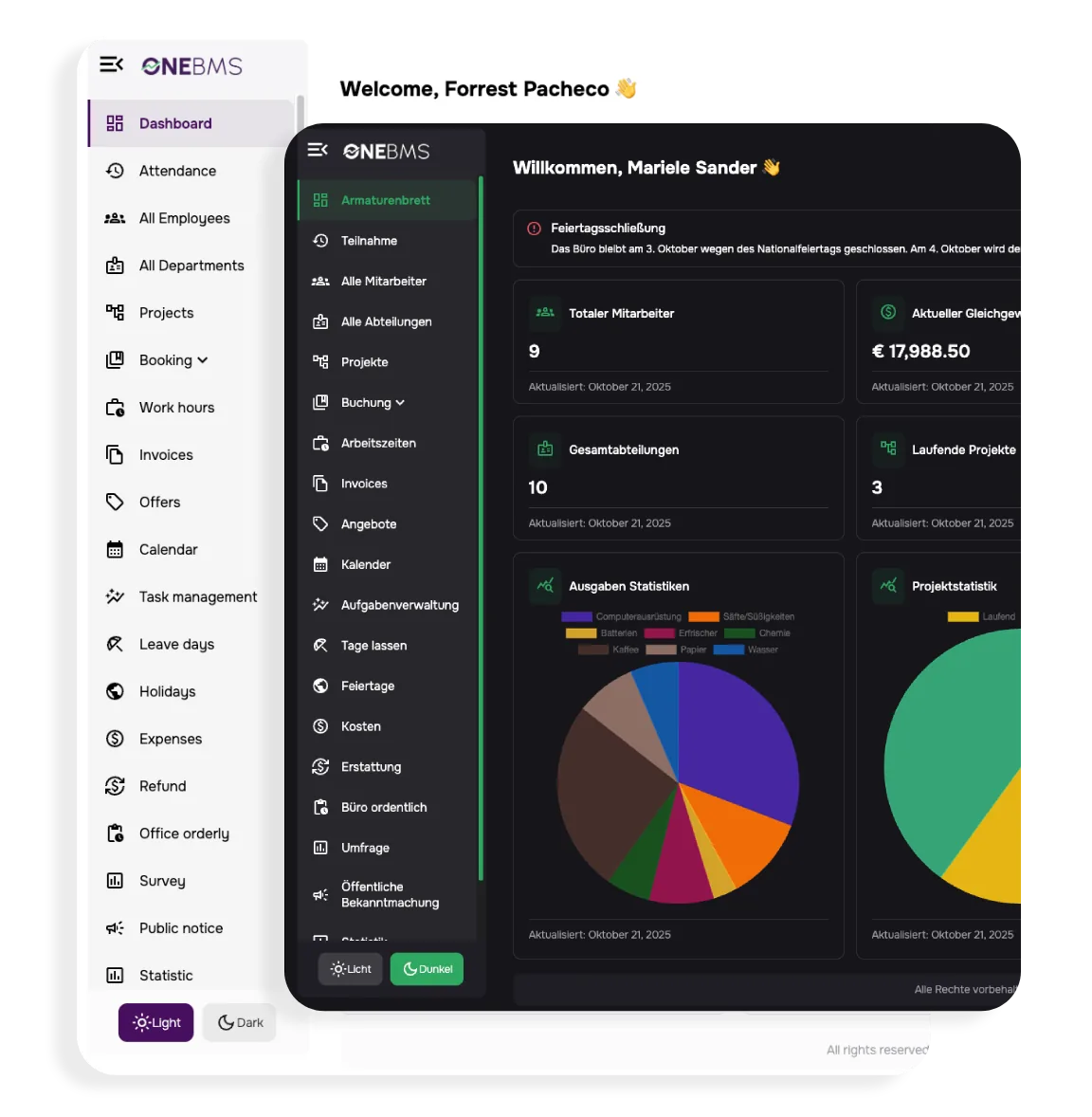 Employees screen in app