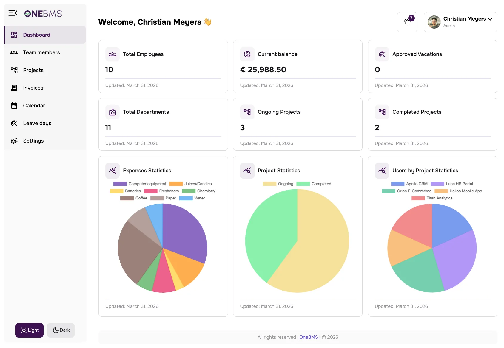 Client portal screen in app